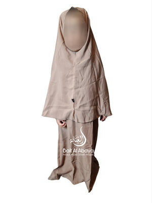 Girl Abaya Khimar Set - Coffee Milk