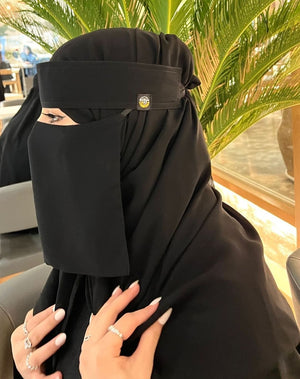 Sharqiaa Design Logo Niqab With Single Elastic Sides