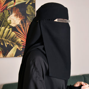 Hawraa Long Flap Niqab With Double Elastic Sides