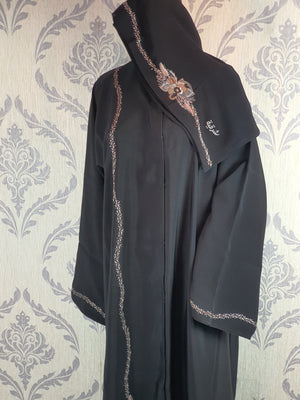 Embroidered stone work abaya set - BAIT AL ABAYA