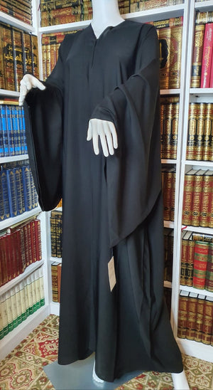 Bedoon Essm Extra Wide Sleeves Plain Abaya