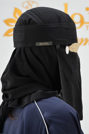 Short Silver Logo Niqab Velcro - BAIT AL ABAYA