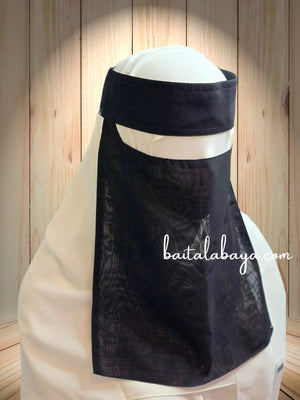 Bedoon Essm Plain Niqab With Stitched Sides No-Pinch