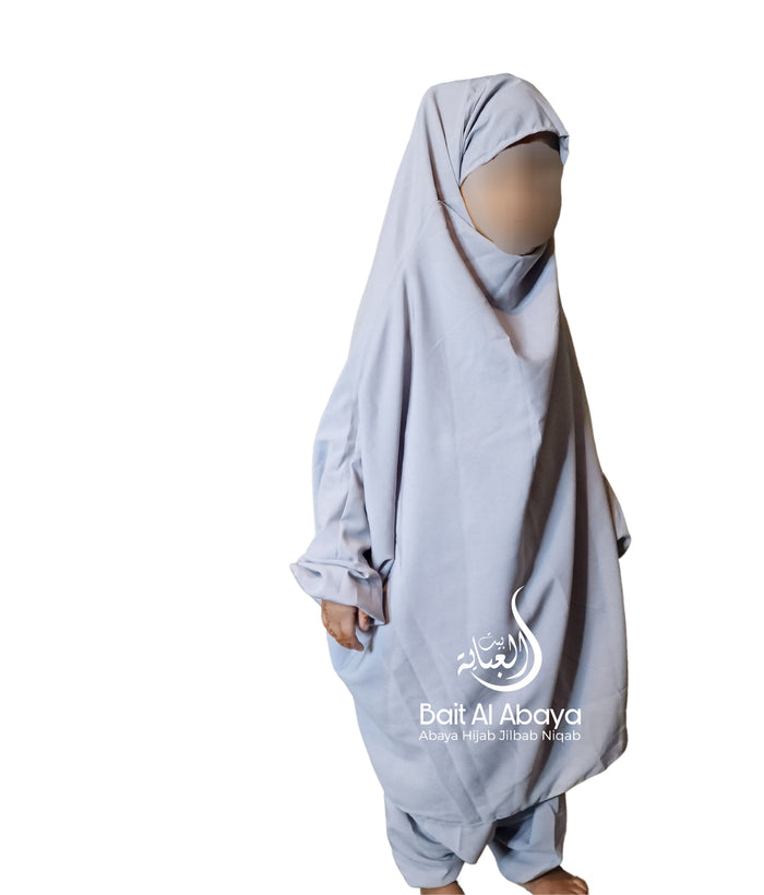 Girls Jilbab Two-Piece Blue Grey