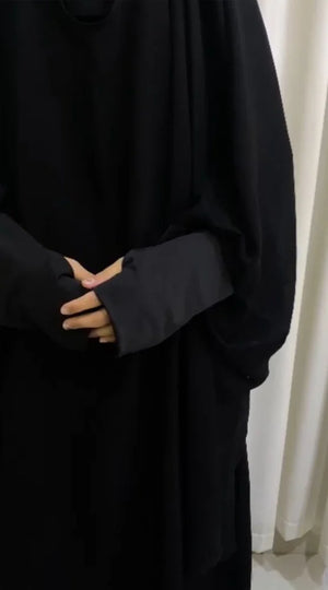 Helwa Abaya Large Kuwaiti Palm Sleeves Chiffon Khimar