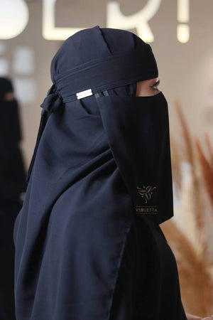 Double Elastic Niqab With Metal Logo