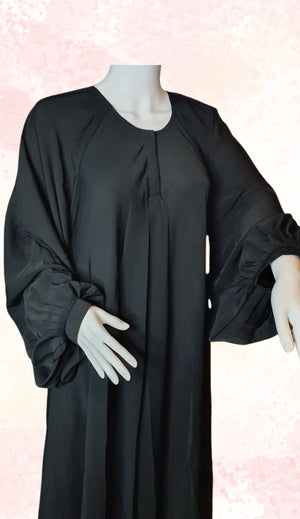 Bedoon Essm Pleated Cuff Sleeves Abaya