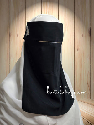Bedoon Essm Flap Niqab with Headband Genuine Crystals