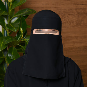 Hawraa Short Silk Lined Niqab With Single Elastic Sides