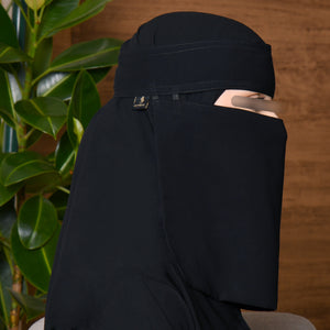 Hawraa Short Velcro Niqab With Double Elastic Side