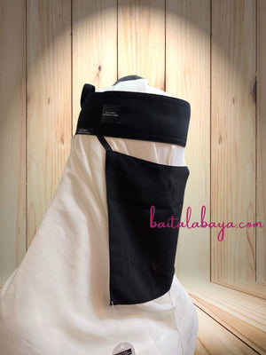 Bedoon Essm Visible Slant Elastic Black Sqaure Logo Niqab