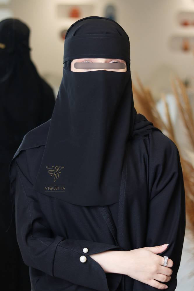 Double Elastic Niqab With Metal Logo