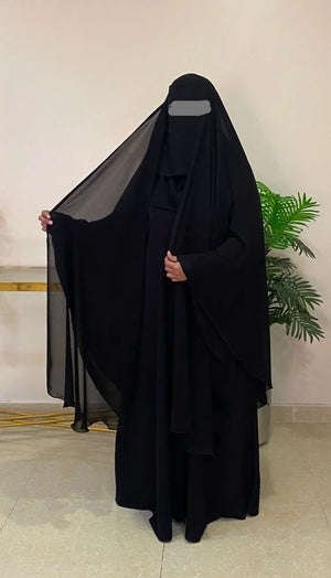 Helwa Abaya Large Kuwaiti Open Chiffon Khimar
