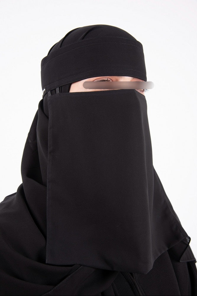 Shader Plain Short Niqab Double Elastic Sides