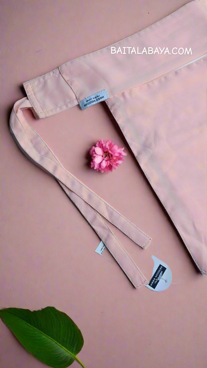 Bedoon Essm Colours Slant Flap Elastic Niqab - Pale Blush