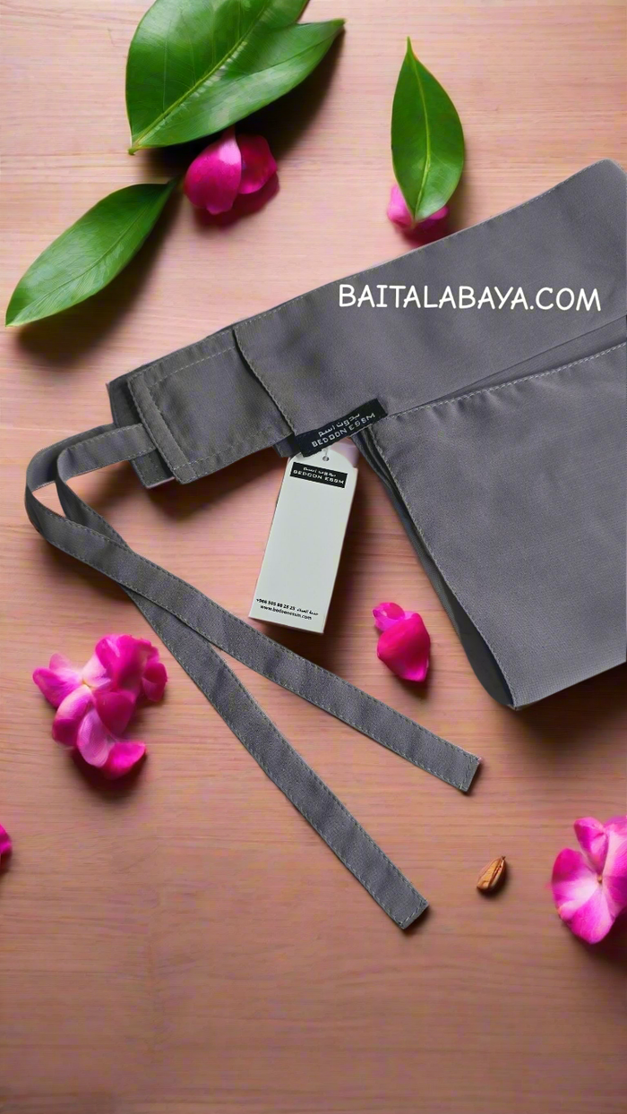 Bedoon Essm Colours Slant Flap Elastic Niqab - Cool Gray