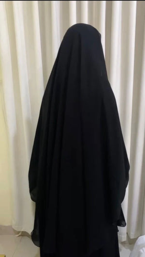 Helwa Abaya Large Kuwaiti Palm Sleeves Chiffon Khimar