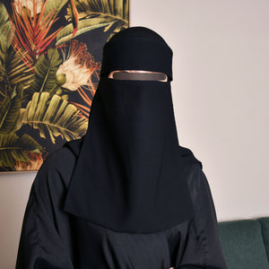 Hawraa Long Flap Niqab With Double Elastic Sides
