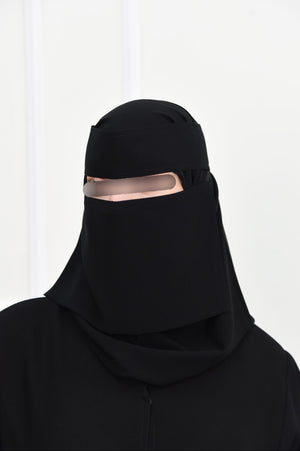 Laftah New Heart Logo Slant Elastic Niqab - Hardened/Stiff Headband