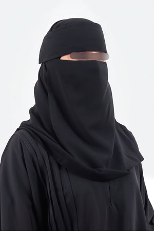 Shader Elastic Sides Flap Niqab Wide Tie Backs