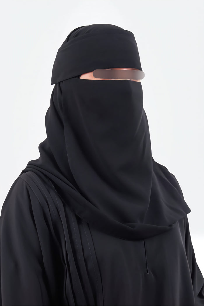 Shader Elastic Sides Flap Niqab Wide Tie Backs