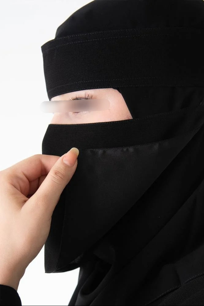 Shader Lined Extra Short Slant Elastic Thibby Niqab