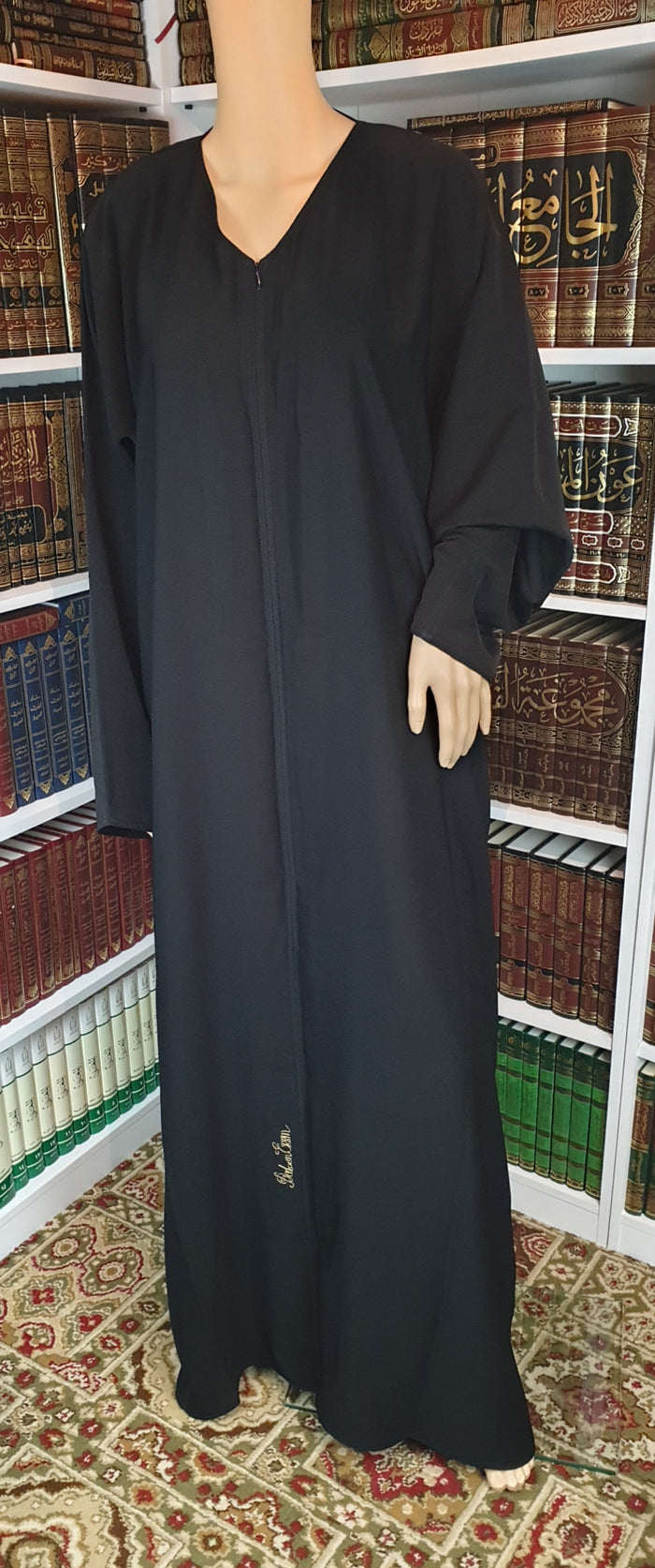 Straight Zip Abaya With Thread Signature Detail