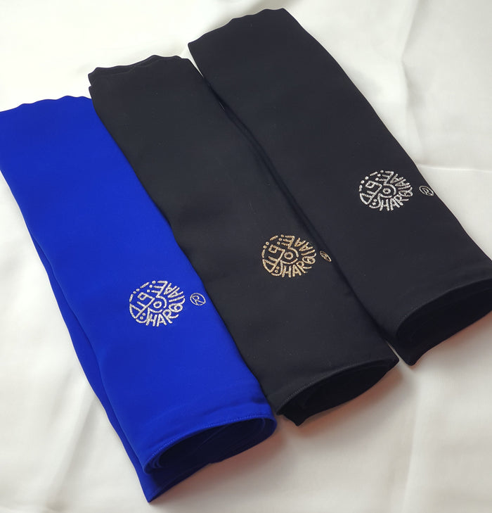 Sharqiaa XL Chiffon Embroidered Logo Hijab - Blue
