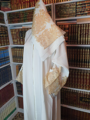 Off White Lace Abaya Set - BAIT AL ABAYA