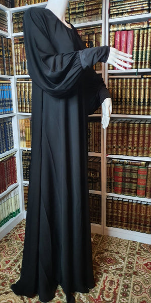 Flared Cut Abaya With Lycra Sleeves