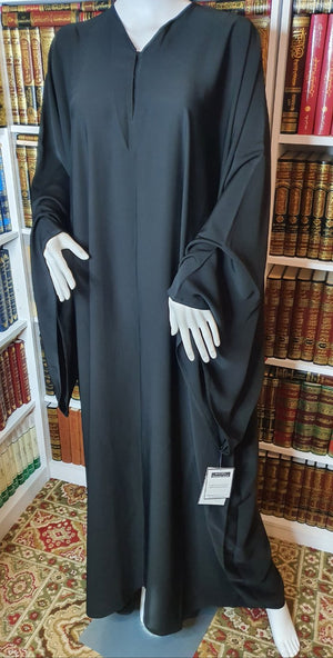 Bedoon Essm Extra Wide Sleeves Plain Abaya
