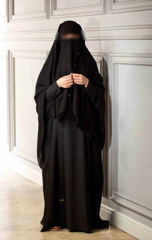 Darlena Buttoned XL Chiffon Khimar Niqab Combi