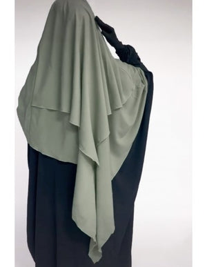Triangle Khimar 2 Layers - Olive Grey