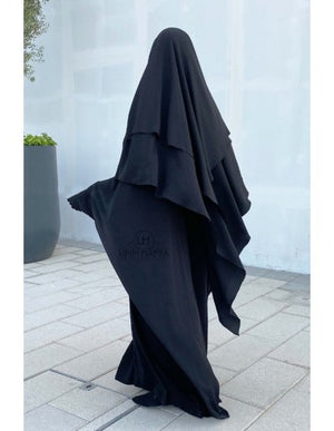 Triangle Khimar 2 Layers - Black