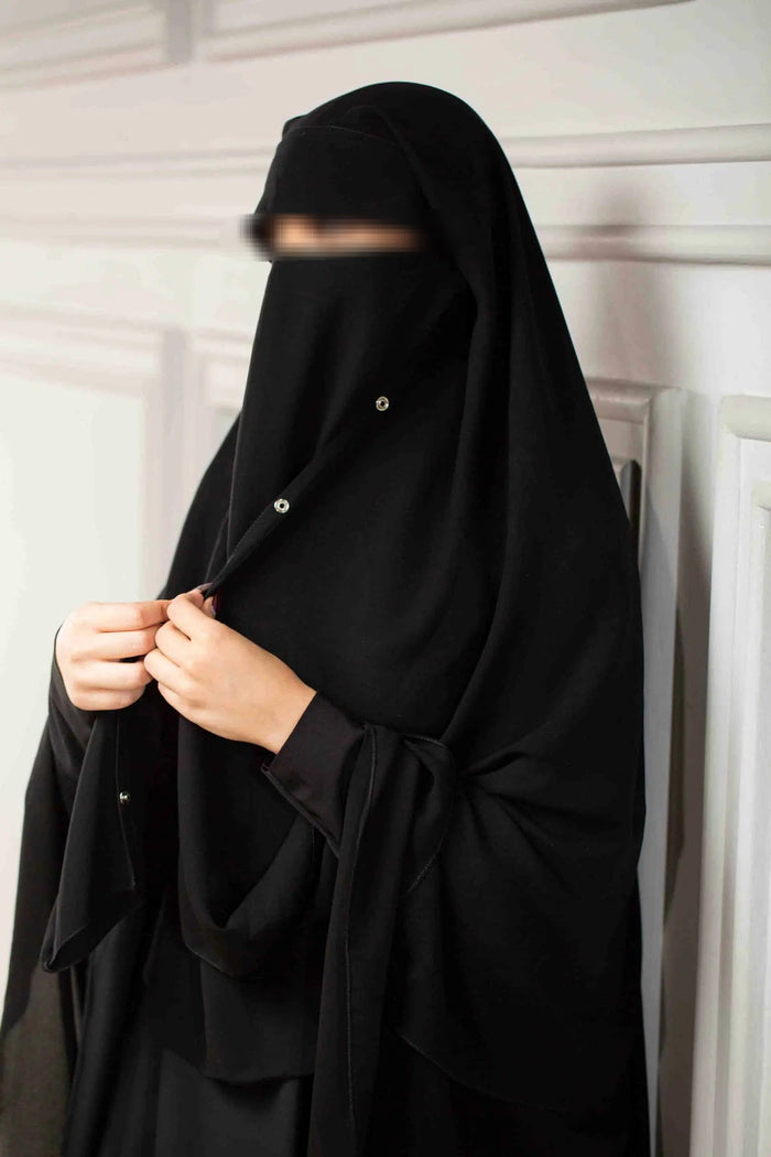 Buttoned XL Chiffon Khimar Niqab Combi