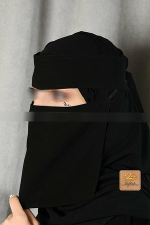 Short Plain Niqab Slant Elastic